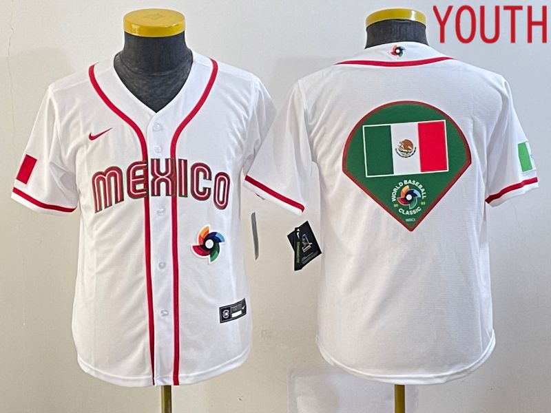 Youth 2023 World Cub Mexico Blank White Nike MLB Jersey13->youth mlb jersey->Youth Jersey